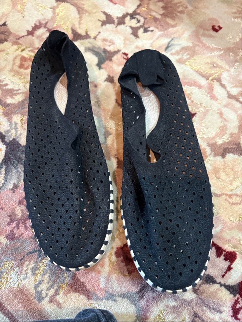 Ilse Jacobsen Black Perforated Slip-On Loafers
